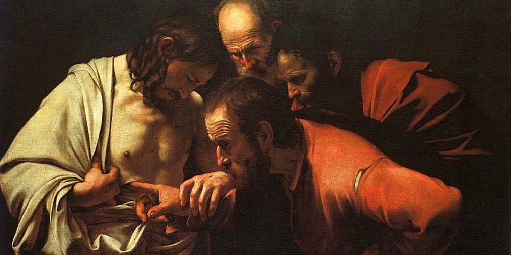 Wierzący niewierny Tomasz, obraz: Carravagiio CC-0